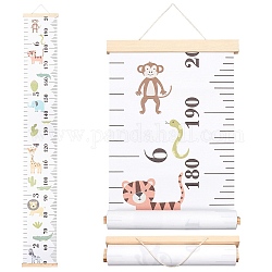 Righello di misurazione dell'altezza appeso su tela decorativa per cartoni animati creativi, grafico di crescita del bambino, rettangolo, modello animale, 1530x213x11mm