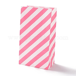 Sacs en papier kraft rectangle, aucun gère, sacs-cadeaux, rayure, rose chaud, 13x8x24 cm