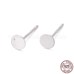 925 Ohrstecker aus Sterlingsilber mit flachem Polster, Ohrringpfosten, mit 925 Stempel, Silber, 11.5x4 mm, Stift: 0.7 mm