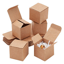 Cajas de joyería de papel kraft plegables cuadradas, collar colgante cajas, para la joya, cajas de regalo, burlywood, 4.1x4.1x4.2 cm