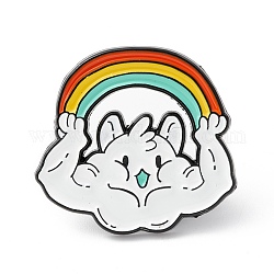 Maus und der Regenbogen-Emaille-Pin, Cartoon-Legierungsbrosche für Rucksackkleidung, Elektrophorese schwarz, Farbig, 25x26.5x1.5 mm