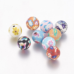 Manuell Polymer Ton Perlen, Runde, Mischfarbe, ca. 12 mm Durchmesser, Bohrung: 2 mm