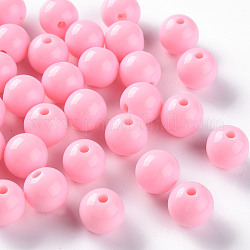 Perles acryliques opaques, ronde, perle rose, 12x11mm, Trou: 1.8mm, environ 566 pcs/500 g