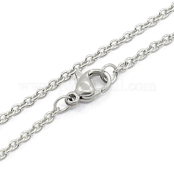 Unisex Classic Plain 304 Stainless Steel Mens Womens Cable Chain Necklaces, with Lobster Claw Clasps, Stainless Steel Color, 17.7 inch(45cm)