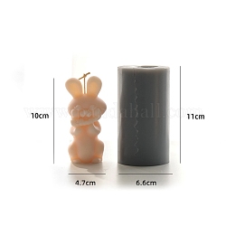 Moules à bougies en acrylique, lapin de pâques, bricolage, pour la fabrication de bougies parfumées, grises , 6.6x11 cm
