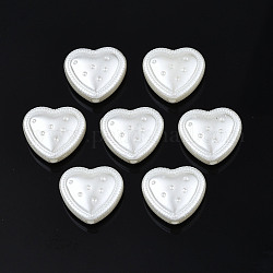 ABS Plastic Imitation Pearl Beads, Heart, Creamy White, 12x13.5x6mm, Hole: 1.5mm, about 900pcs/500g
