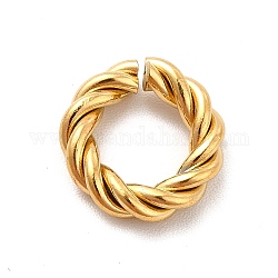 Ion Plating(IP) 304 Stainless Steel Open Jump Rings, Twist Round Ring, Real 18K Gold Plated, 9 Gauge, 11x3mm, Inner Diameter: 6mm