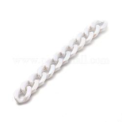 Handmade Opaque Acrylic Curb Chains, Twisted Chain, Oval, for Jewelry Making, White, Link: 23x17x5mm, 39.37 inch(1m)/strand