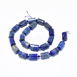 Chapelets de perles en lapis-lazuli naturel, facette, colonne, 13.5~14.5x9.5~10mm, Trou: 1mm, Environ 22 pcs/chapelet, 15.2~15.3 pouce (38.8~39 cm)