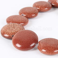 Synthetic Goldstone Beads Strands, Flat Round, 20x5~8mm, Hole: 1mm, about 20pcs/strand, 15.75 inch