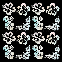 GORGECRAFT 4 Sets Hawaiian Hibiscus Flower Car Decal Colorful Laser Reflective Car Sticker Sun Protection Pet Self Adhesive Car Accessories Automotive Exterior Decoration for Suv Truck Motorcycle