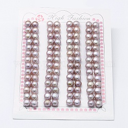 Natur kultivierten Süßwasser Perlen, Klasse 3 a, Hälfte gebohrt, Rondell, gefärbt, Distel, 6x5 mm, Loch: 0.8 mm, ca. 112 Stk. / Karton