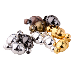 PandaHall Elite Mixed Color Oval Brass Magic Magnetic Clasps with Loops for Jewelry Making, 10 Sets/bag