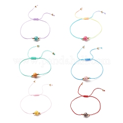 Bracelet en perles rondes tressées en bois naturel, bracelet réglable pour femme, couleur mixte, diamètre intérieur: 3/8~3-1/2 pouce (1~9 cm)