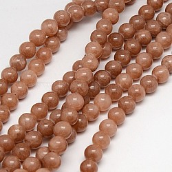 Chapelets de perles en jade jaune naturel, teinte, ronde, Sienna, 8mm, Trou: 1mm, Environ 50 pcs/chapelet, 15.75 pouce