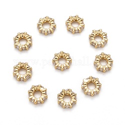 Perles européennes en laiton avec zircone cubique, rondelle, or, 8x3mm, Trou: 4mm