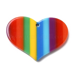 Colgantes de acrílico, orgullo del color del arcoiris, corazón, 23x33x3mm, agujero: 1.6 mm