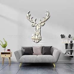 Benutzerdefinierte Acryl-Wandaufkleber, für zu Hause Wohnzimmer Schlafzimmer Dekoration, Hirschmuster, Silber, 600x550 mm