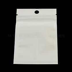 パールフィルムプラスチックジップロックバッグ  再封可能な包装袋  ハングホール付き  トップシール  セルフシールバッグ  長方形  ホワイト  15x10cm  インナー対策：11x9のCM