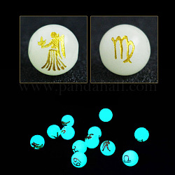 Luminous Synthetic Stone European Beads, Large Hole Beads, Round with Twelve Constellations, Virgo, 10mm