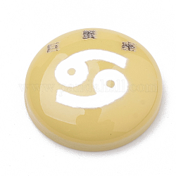 Cabochon in resina segno zodiacale / costellazione, mezzo tondo/cupola, bramato con carattere cinese, cancro, cachi chiaro, 15x4.5mm