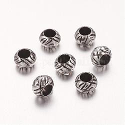 Acrylic European Beads, Rondelle, Antique Silver, 7x5mm, Hole: 4mm
