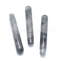 Perles de quartz nuageux naturelles, pas de trous / non percés, pour création de fil enroulé pendentif , colonne, 71.5x12~12.5mm