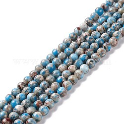 Brins de perles de jaspe impérial naturel et d'opale synthétique assemblés, teinte, ronde, grises , 4mm, Trou: 0.7mm, Environ 98~100 pcs/chapelet, 15.94'' (40.5 cm)