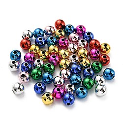 Uv perles acryliques de placage, iridescent, ronde, couleur mixte, 8x7.5mm, Trou: 2mm