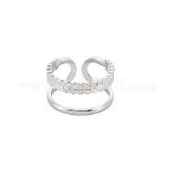 304 двойное кольцо из нержавеющей стали с открытой манжетой для женщин, цвет нержавеющей стали, размер США 6 3/4 (17.1 мм)