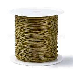 Нейлоновый шнур с китайским узлом, нейлоновый шнур для изготовления украшений, оливковый, 0.4 мм, около 28~30 м / рулон