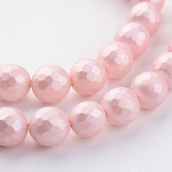Shell-Perle Perle Stränge, matt, facettiert, Runde, rosa, 8 mm, Bohrung: 1 mm, ca. 48 Stk. / Strang, 15.7 Zoll