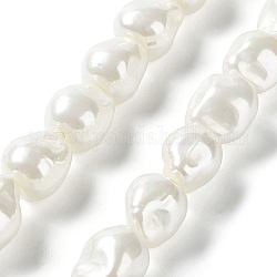 Hebras de perlas de concha electrochapadas, pepitas, whitesmoke, 15x12~12.5x12~12.5mm, agujero: 1 mm, aproximamente 27 pcs / cadena, 15.75~15.94 pulgada (40~40.5 cm)