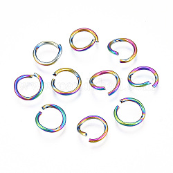 Placage ionique (ip) couleur arc-en-ciel 304 anneaux ouverts en acier inoxydable, rond, 10x1mm, 18 jauge, diamètre intérieur: 7 mm