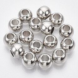 Ccb perline di plastica, perline con foro grande, rondelle, platino, 11x9mm, Foro: 5.5 mm
