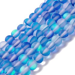 Synthetische Mondstein Perlen Stränge, matt, Runde, Verdeck blau, 6 mm, Bohrung: 1 mm, ca. 60~64 Stk. / Strang, 14.76''~15.55'' (37.5~39.5 cm)