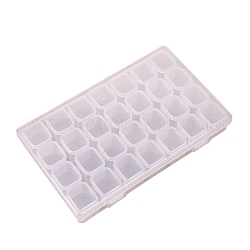 Contenants de perles en plastique transparent 28 grilles, avec bouteilles et couvercles indépendants, chaque rangée 7 grilles, rectangle, clair, 17.4x10.7x2.7 cm