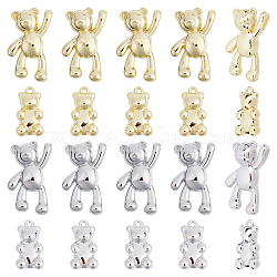 NBEADS 12 Pcs Alloy Teddy Bear Pendants, 4 Style Gold and Silver Cartoon Bear Charms Pendants Teddy Bear Keychain Pendants Hanging Ornament for Earring Bracelet Jewelry Making