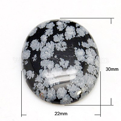 Gemstone cabochons, ovale, ossidiana fiocco di neve, 30x22x5~7mm