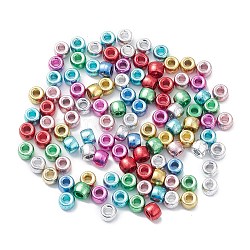 Perles de placage en plastique, baril, couleur mixte, 9x6.5mm, Trou: 3.7mm, environ 1700 pcs/500 g