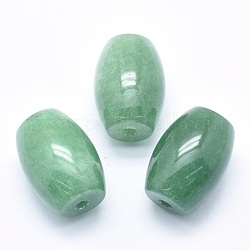 Perle avventurina verde naturale, mezzo forato (fori su entrambi i lati), barile, 24.5~25x18mm, Foro: 2.5~3 mm