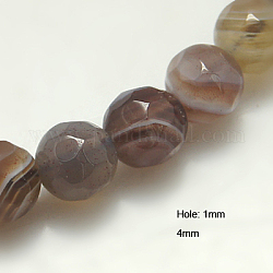 Natural Botswana Agate Beads Strands, Faceted, Round, 4mm, Hole: 1mm