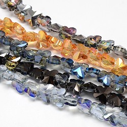 Galvanisieren Kristallglas Schmetterling Perlen Stränge, facettiert, Regenbogen Farbe überzogen, Mischfarbe, 8x10x6 mm, Bohrung: 1 mm, ca. 49 Stk. / Strang, 15.4 Zoll