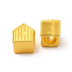 Gestelllegierung European Beads, Großloch perlen, Haus, mattgoldene Farbe, 10x9x7.5 mm, Bohrung: 4.5 mm