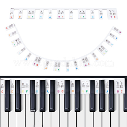 Guías de notas de teclado de piano extraíbles de silicona, Marcador de notas de rastrillo de piano de 61 tecla, para niños principiantes, colorido, 349~493x40x2.5mm, 2 PC / sistema