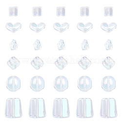 SUPERFINDINGS 60Pcs 6 Style Transparent Acrylic Beads, AB Color Plated, Mixed Shapes, Clear AB, 19x28x8mm, hole: 1.6mm