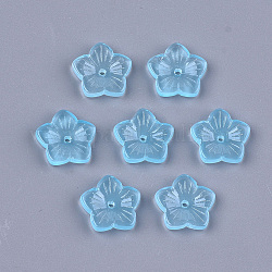 Perles de verre peintes par pulvérisation transparent, fleur, lumière bleu ciel, 12.5x13x2.5mm, Trou: 1mm