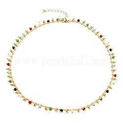 Colliers de perles en verre fait à la main en laiton, avec 304 breloques de coeur inox, fermoirs pince de homard, or, colorées, 15.86 pouce (40.3 cm)