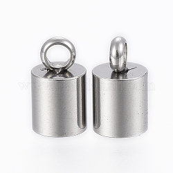 201 Stainless Steel Cord Ends, End Caps, Column, Stainless Steel Color, 10x6mm, Hole: 2.5mm, Inner Diameter: 5mm
