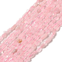Granos naturales de abalorios de cuarzo rosa, pepitas, 7~14x4~8x4~7mm, agujero: 1 mm, aproximamente 44~50 pcs / cadena, 38.5~39.5 cm